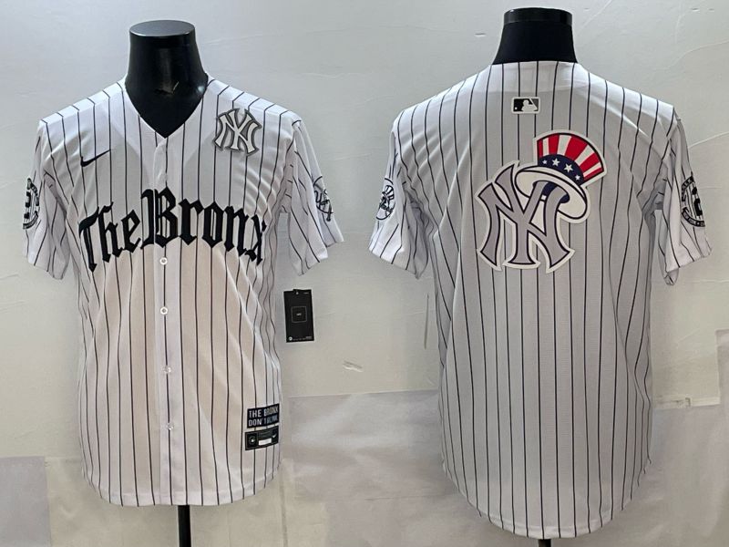 Men 2025 New York Yankees Blank White Stripe Five generations Joint Name Nike MLB Jersey style 013->new york yankees->MLB Jersey